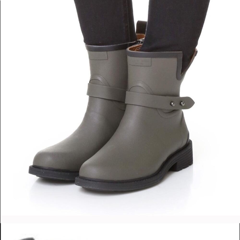 Rag & Bone gray moto rain boots size 41 size 11 chunky rubber